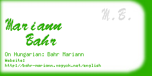 mariann bahr business card